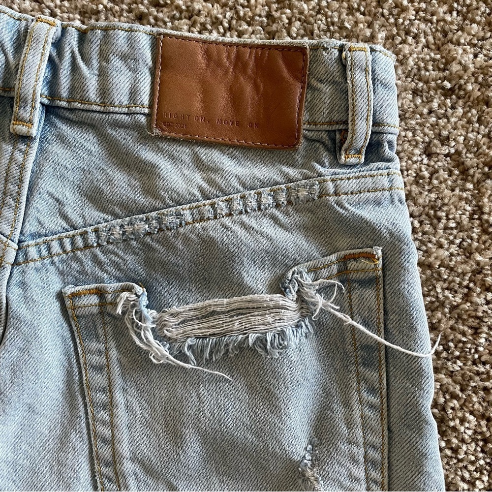 ZARA The High Waist Jean Micro Mini Shorts Womens 2 Light Wash Distressed Cutoff - Picture 11 of 16